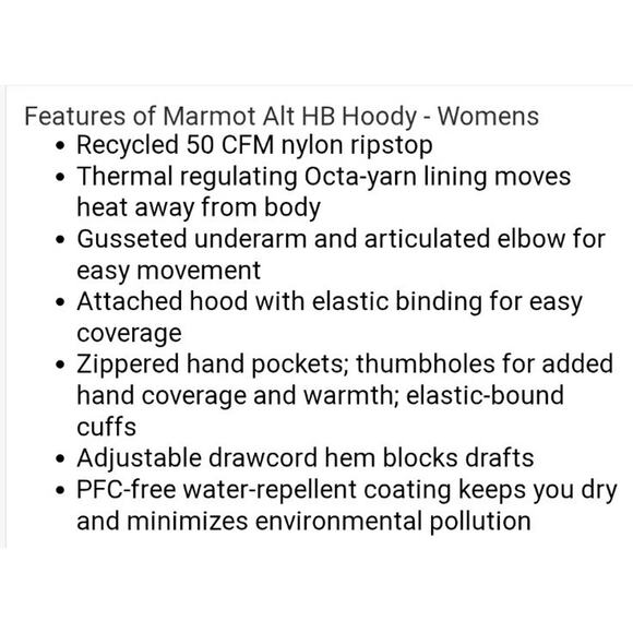 Marmot Womens ALT HB Hoody Storm‎ Full Zip Jacket Blue Ultralight Climbing Hike - Picture 16 of 16
